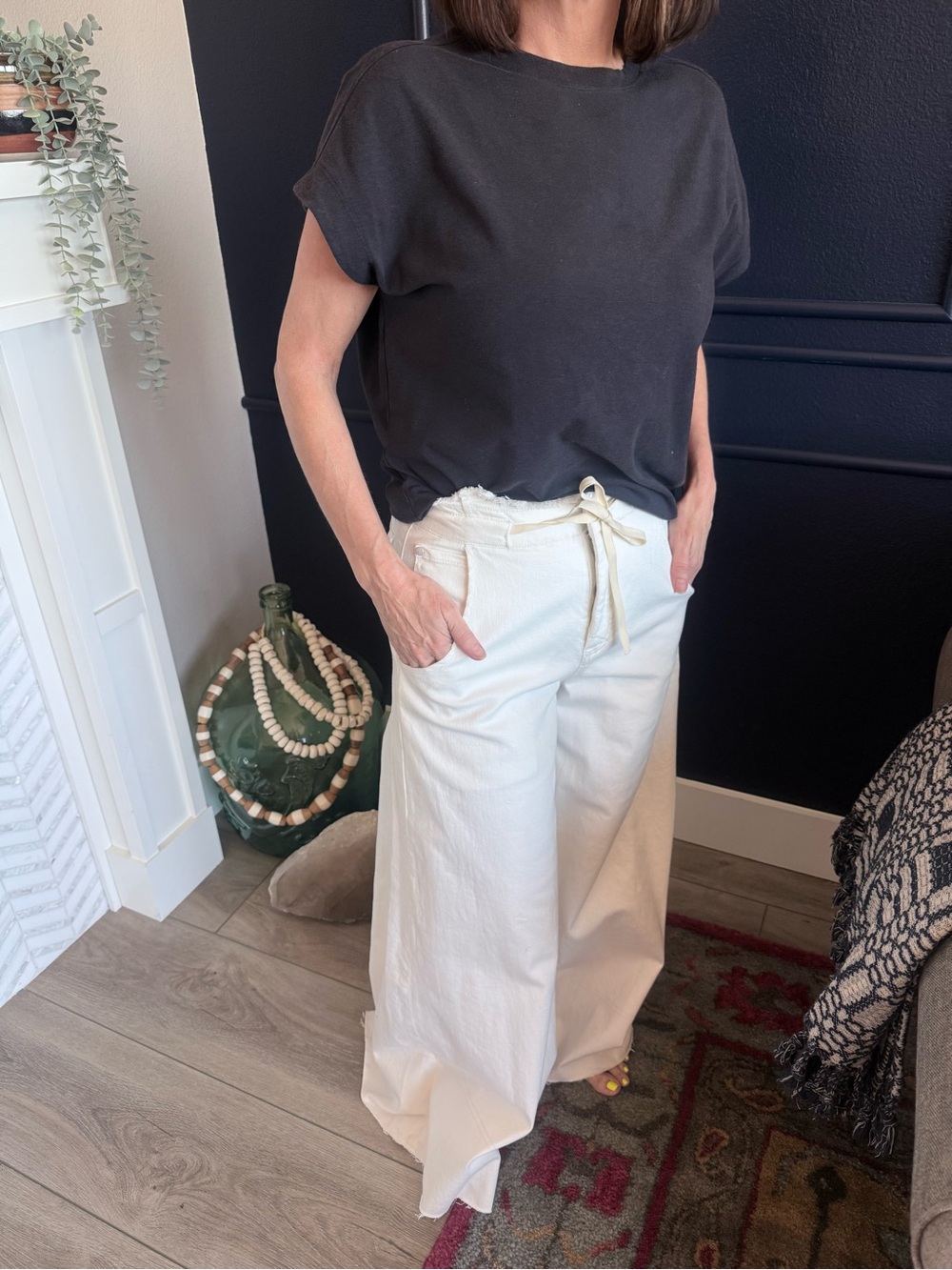 Pilcro White Frayed Waistband Jeans
